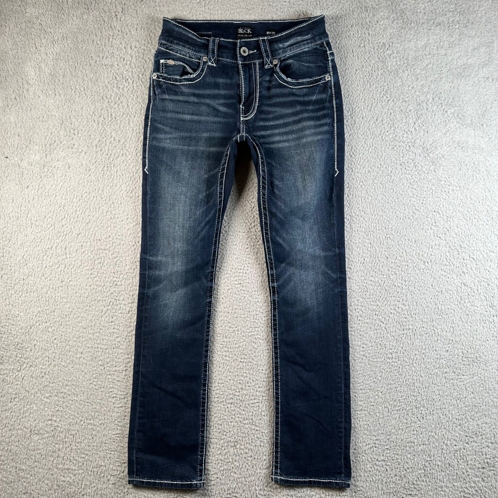 Buckle Black Fit No 3 Straight Leg Jeans Mens 29x32 Dark Wash Contrast Stitch